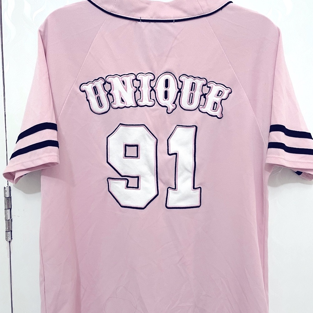 Forever21 Baby pink Baseball jersey,        Size:Small•fabric:Viscose,• - Picture 2 of 4